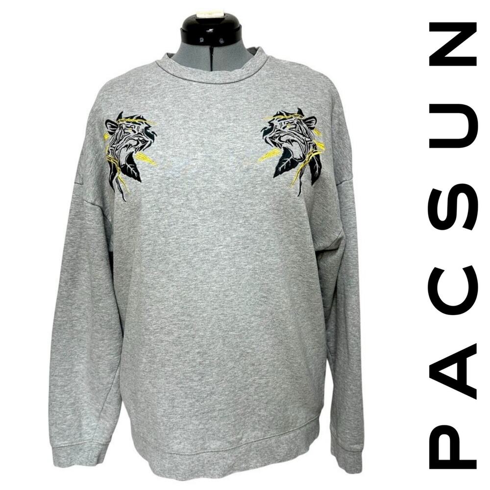 PacSun Unisex Pullover Embroidered Tigers Crew Neck Sweatshirt Streetwear Sz: L